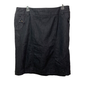 Dress Barn Black Denim Skirt Size 18 Back Zipper & Pleat Business Casual Modest